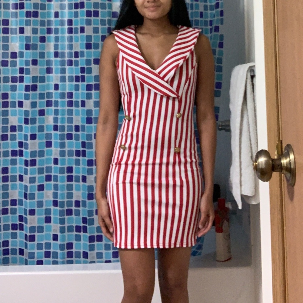 Red and white Striped Dress